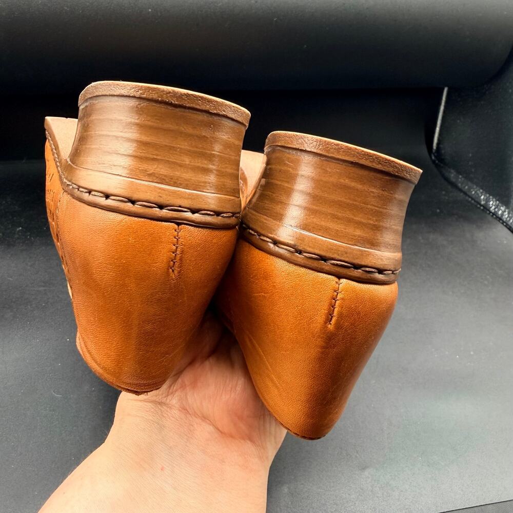 Rieker Leather Cutout Loafers Block Heel Cognac Brown Women’s 6.5 - Picture 7 of 13